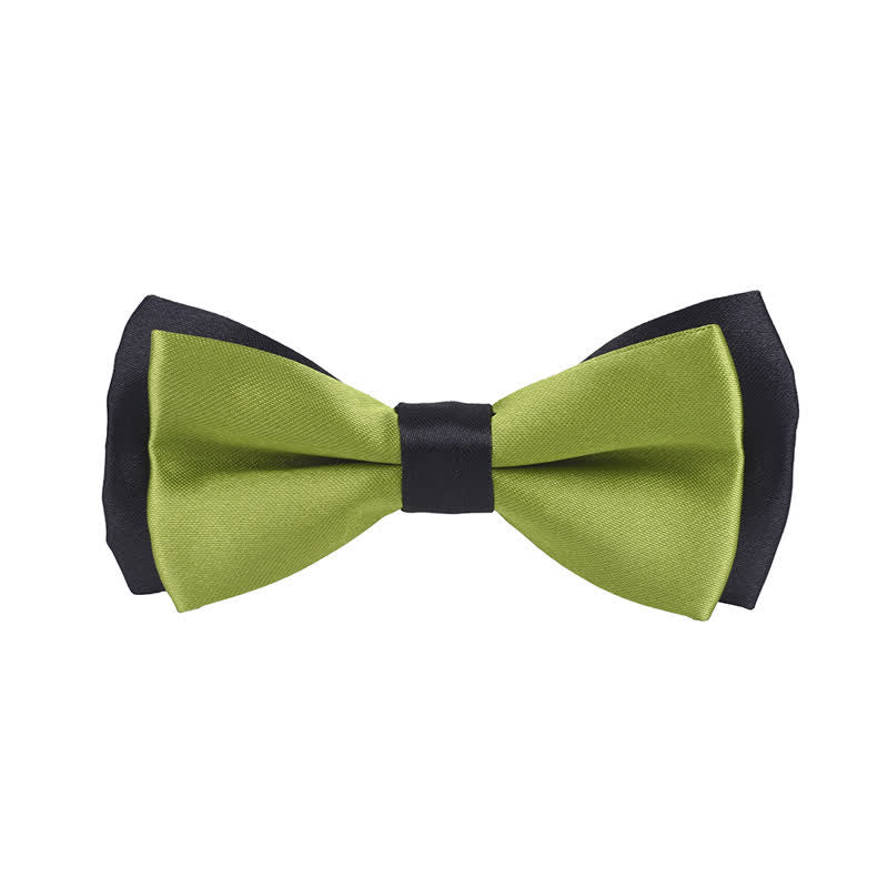 Kid's Classical Two Tone Double Layers Bow Tie - Green - image 15