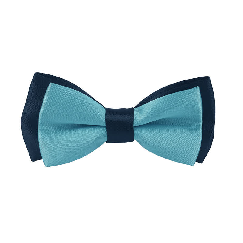 Kid's Classical Two Tone Double Layers Bow Tie - Turquoise - image 17