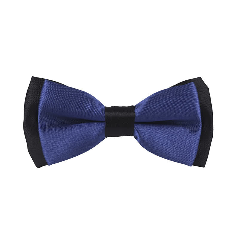 Kid's Classical Two Tone Double Layers Bow Tie - Navy - image 18