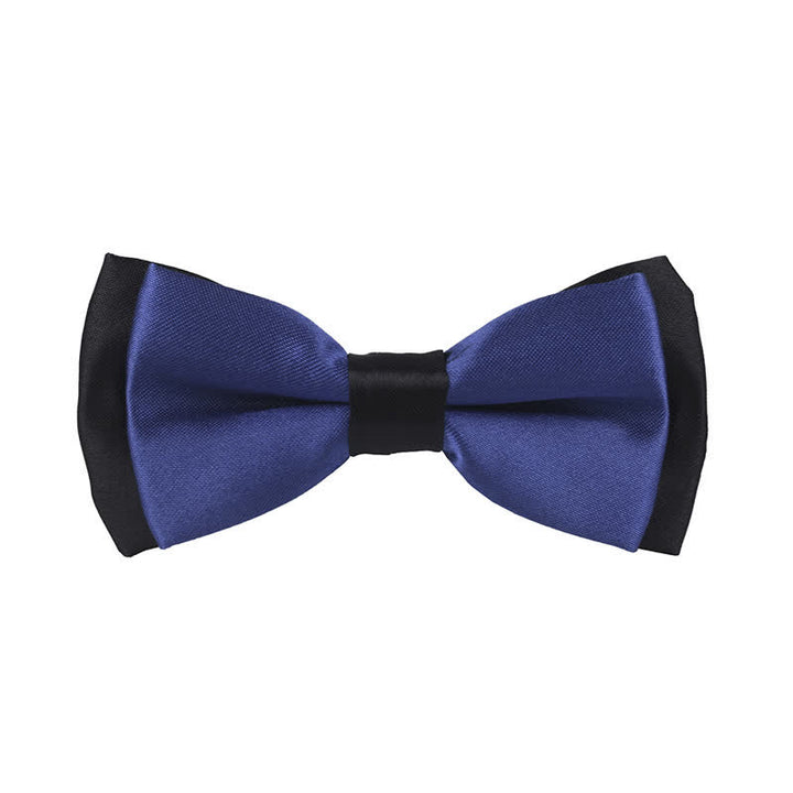 Kid's Classical Two Tone Double Layers Bow Tie - Navy - image 18