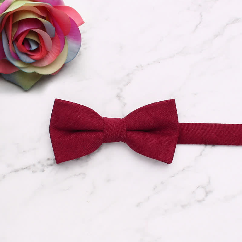 Kid's Simple Gentle Style Solid Color Bow Tie - Dark Red - image 16
