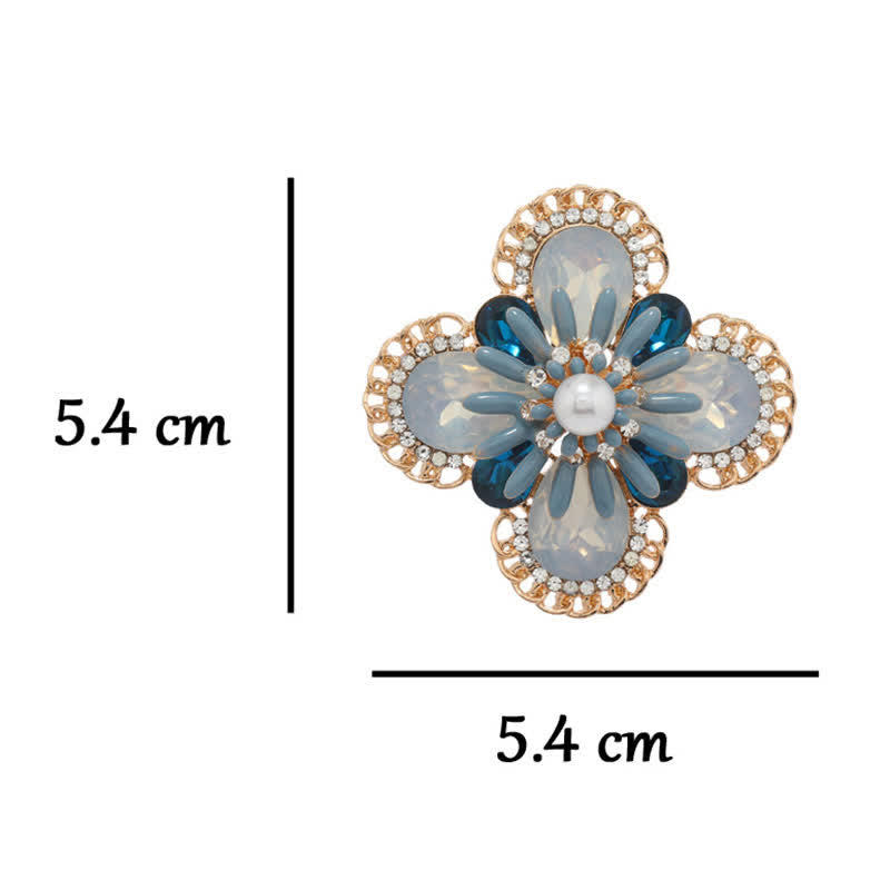 Women's Vintage Blue Opal Flower Brooch - image 5