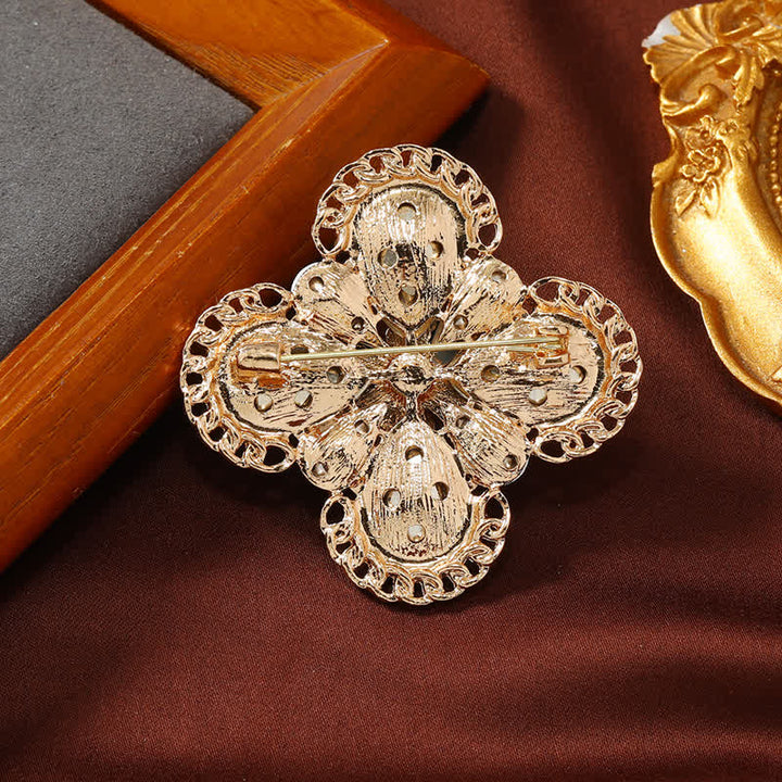 Women's Vintage Blue Opal Flower Brooch - image 2