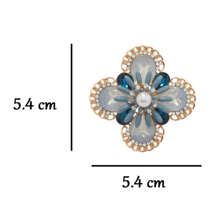 Women's Vintage Blue Opal Flower Brooch - image 5