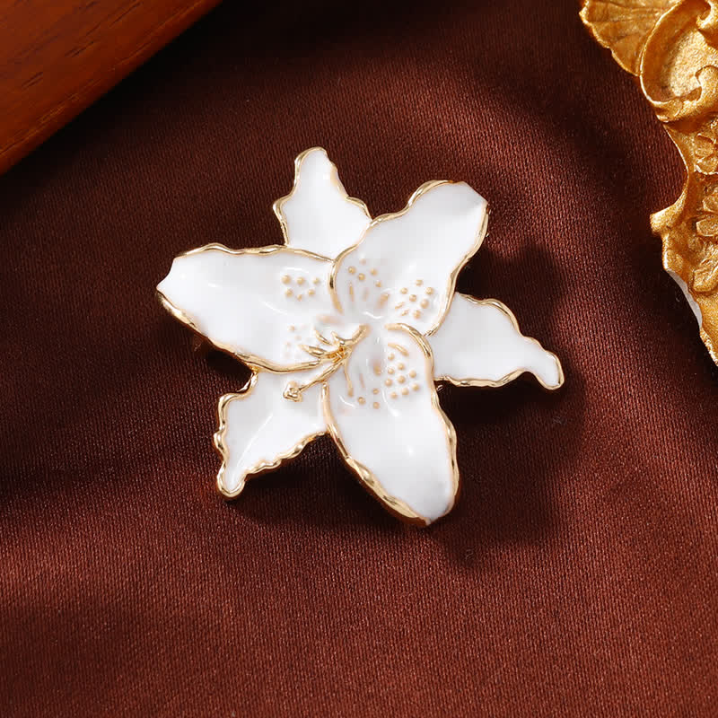 Women's Little Sunflower Enamel Floral Brooch - White Orchid - image 2