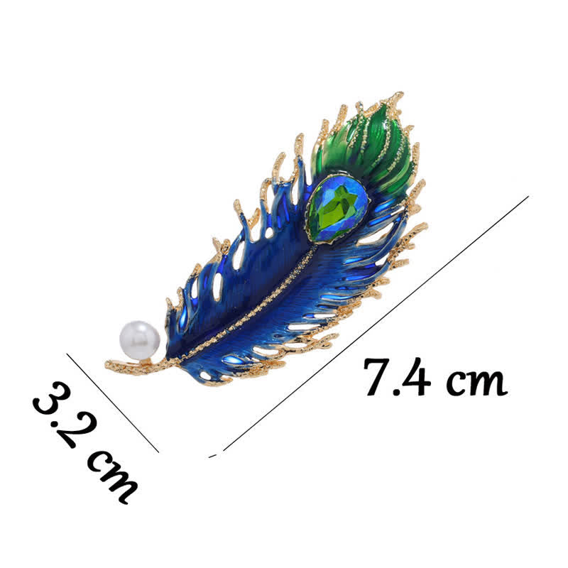 Women's Enamel Phoenix Feather Crystal Brooch - image 5