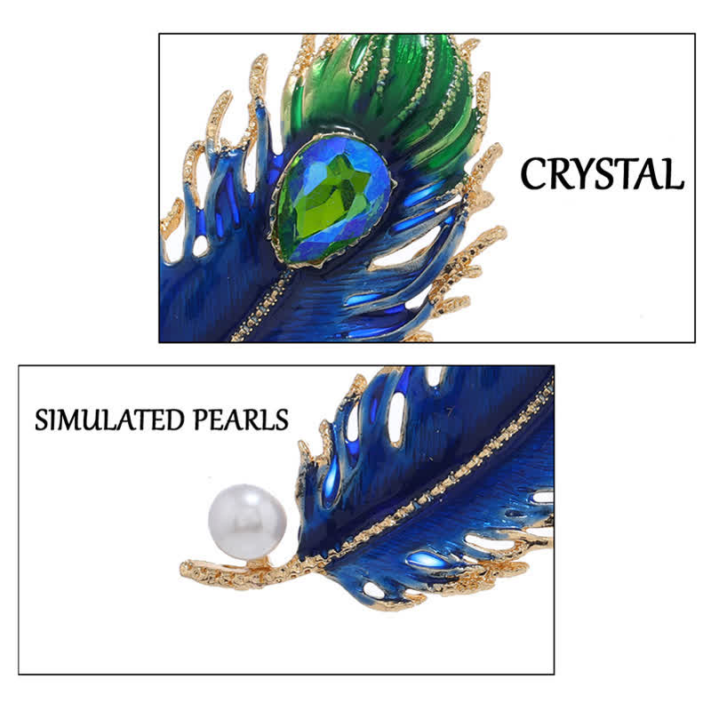 Women's Enamel Phoenix Feather Crystal Brooch - image 4