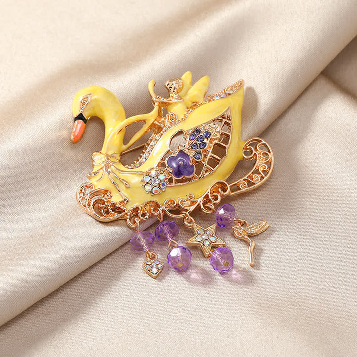 Women's Fairy Swan Tassels Hollow Brooch - image 5
