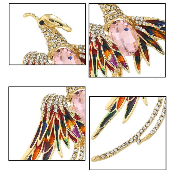 Women's Enamel Flying Phoenix Crystal Brooch - image 5
