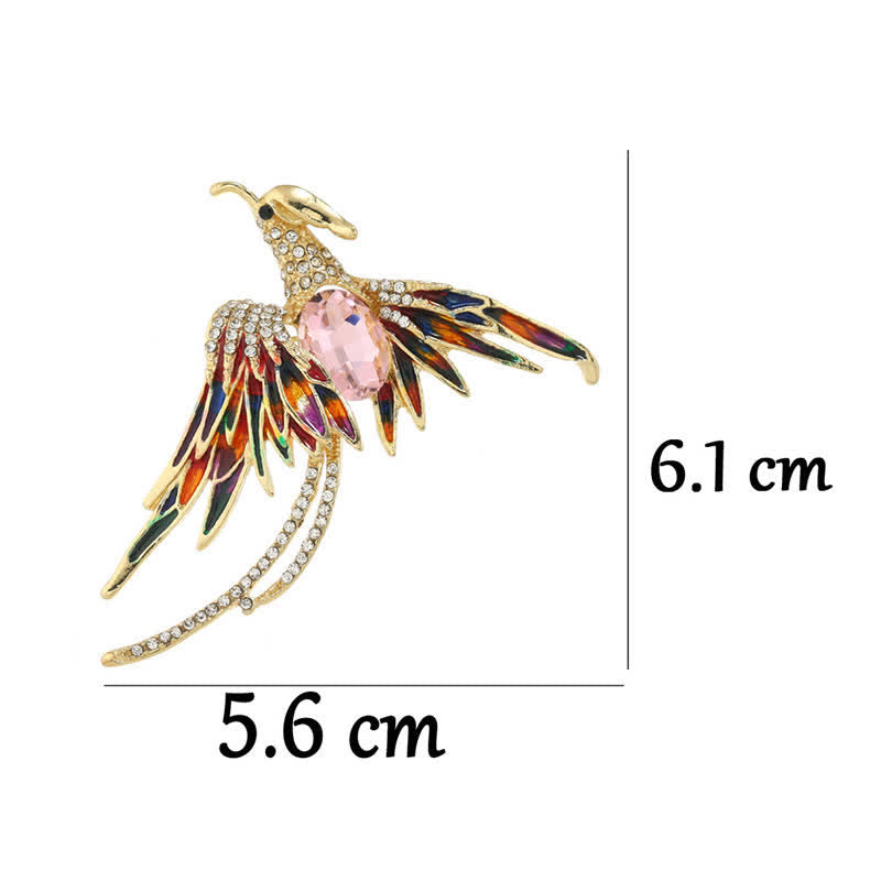 Women's Enamel Flying Phoenix Crystal Brooch - image 4