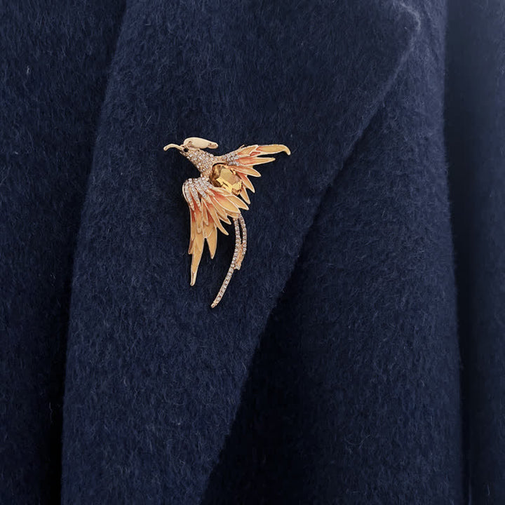 Women's Enamel Flying Phoenix Crystal Brooch - image 1