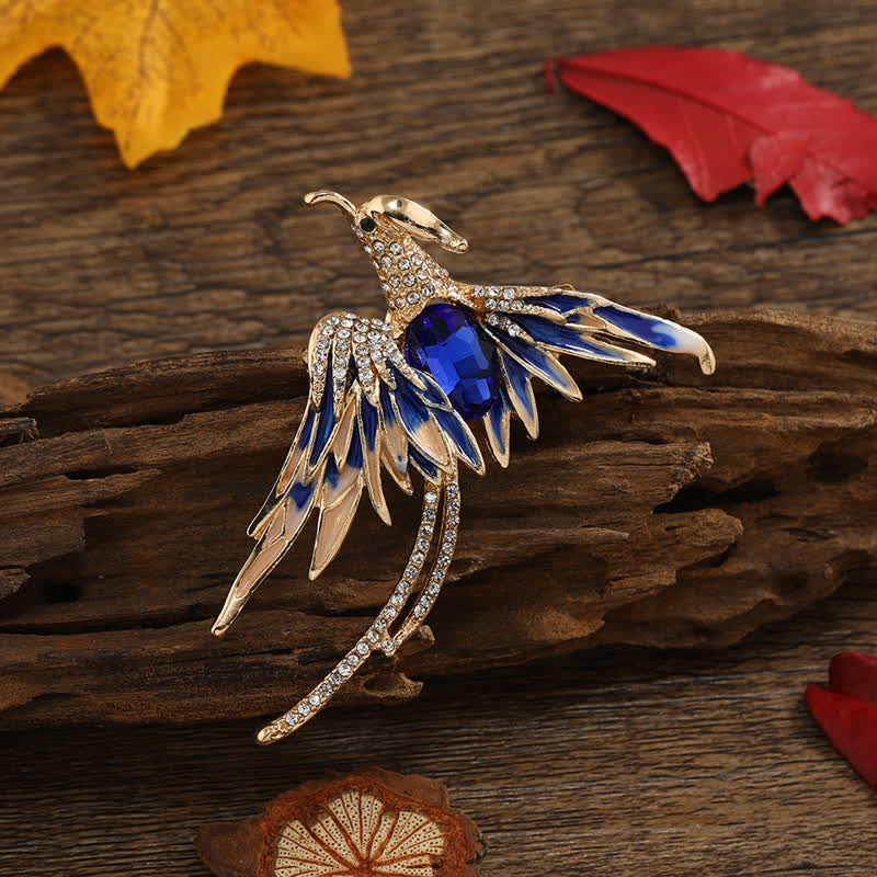 Women's Enamel Flying Phoenix Crystal Brooch - Blue - image 6