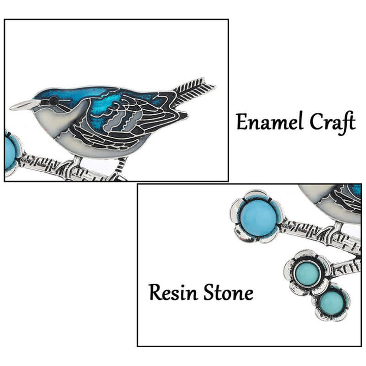 Women's Blue Imitation Turquoise Magpie Brooch - image 5