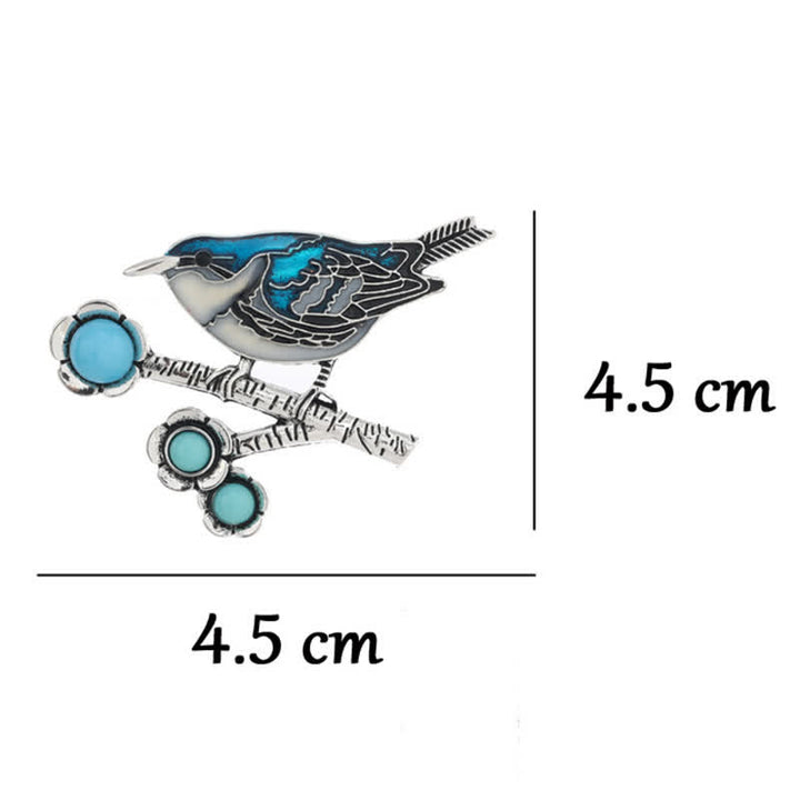 Women's Blue Imitation Turquoise Magpie Brooch - image 6