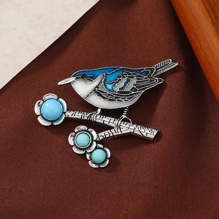 Women's Blue Imitation Turquoise Magpie Brooch - Blue - image 0