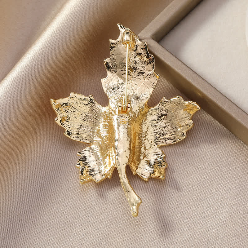 Women's Faux Pearl Maple Leaf Glaze Brooch - image 2