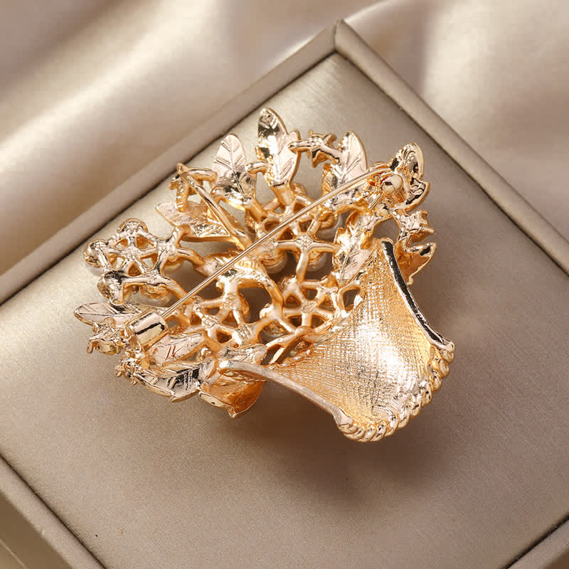 Women's Faux Pearls Flower Basket Brooch - image 5