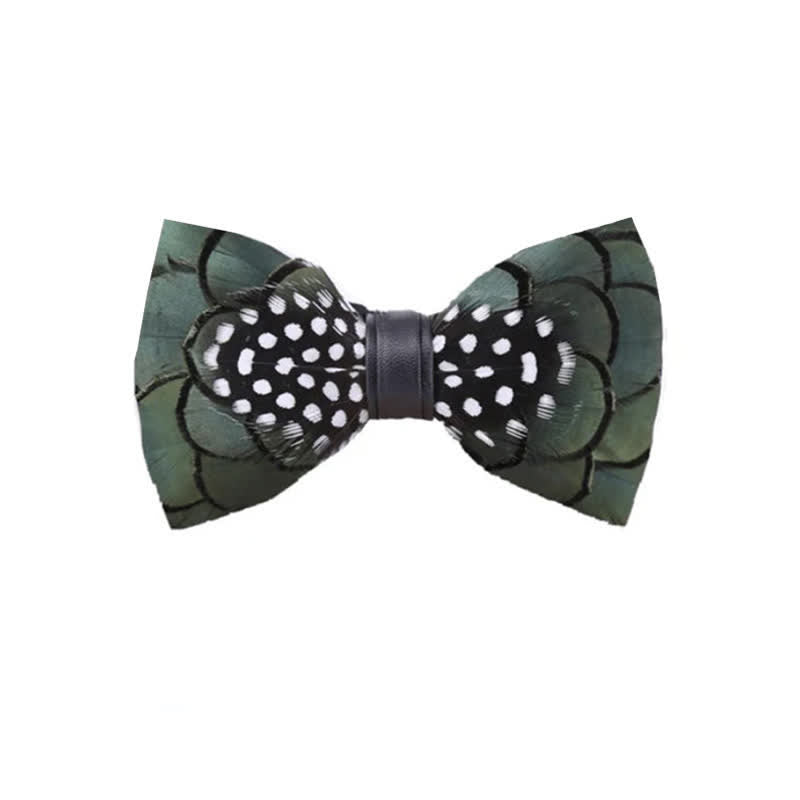 Kid's Chic Dark Green Feather Bow Tie with Lapel Pin - Kid - image 0