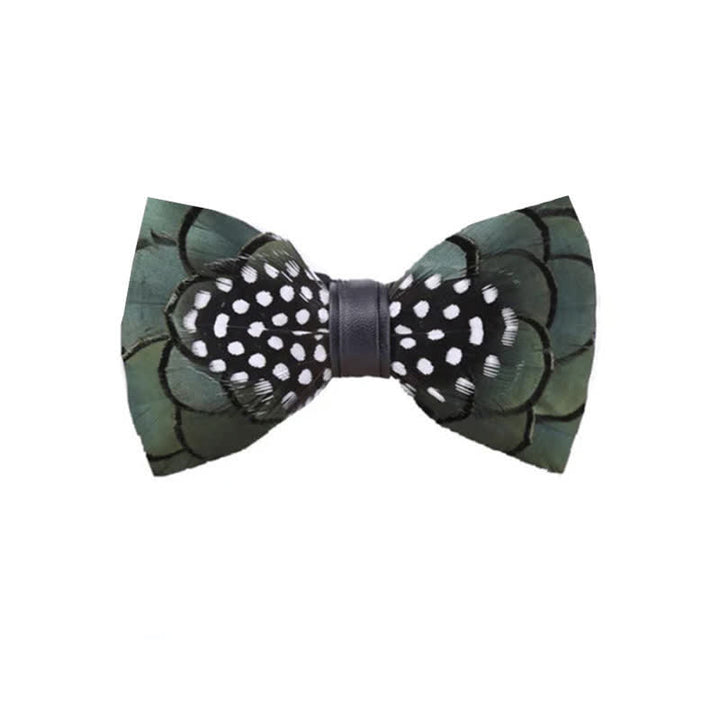 Kid's Chic Dark Green Feather Bow Tie with Lapel Pin - Kid - image 0