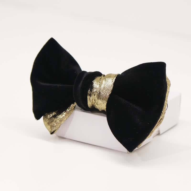 Men's Contrasting Double Colored Shining Velvet Bow Tie - image 1