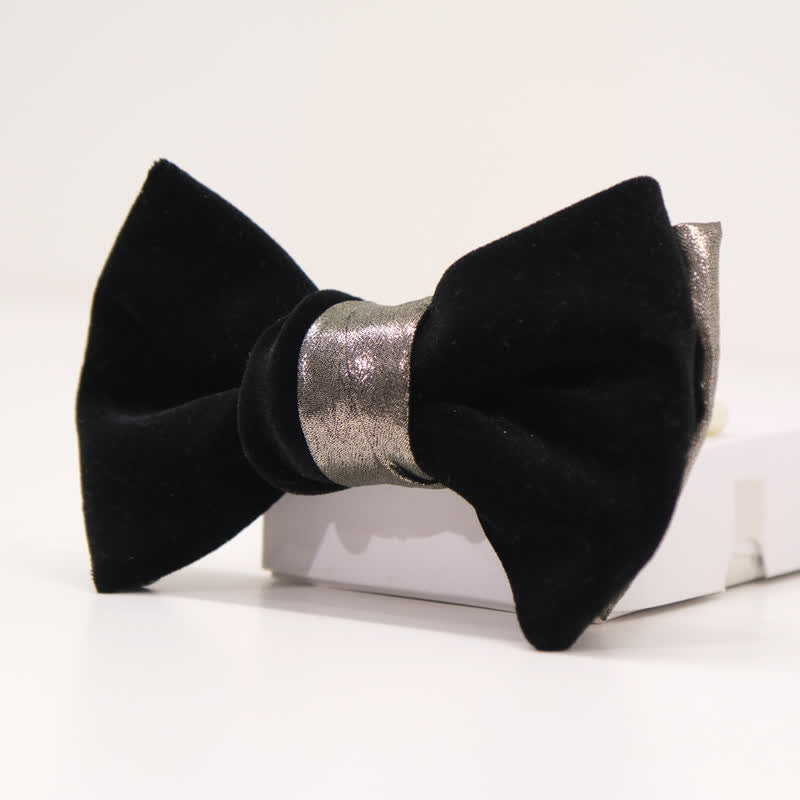 Men's Contrasting Double Colored Shining Velvet Bow Tie - image 6