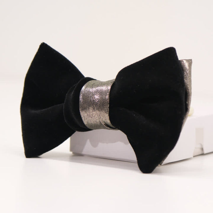 Men's Contrasting Double Colored Shining Velvet Bow Tie - image 6
