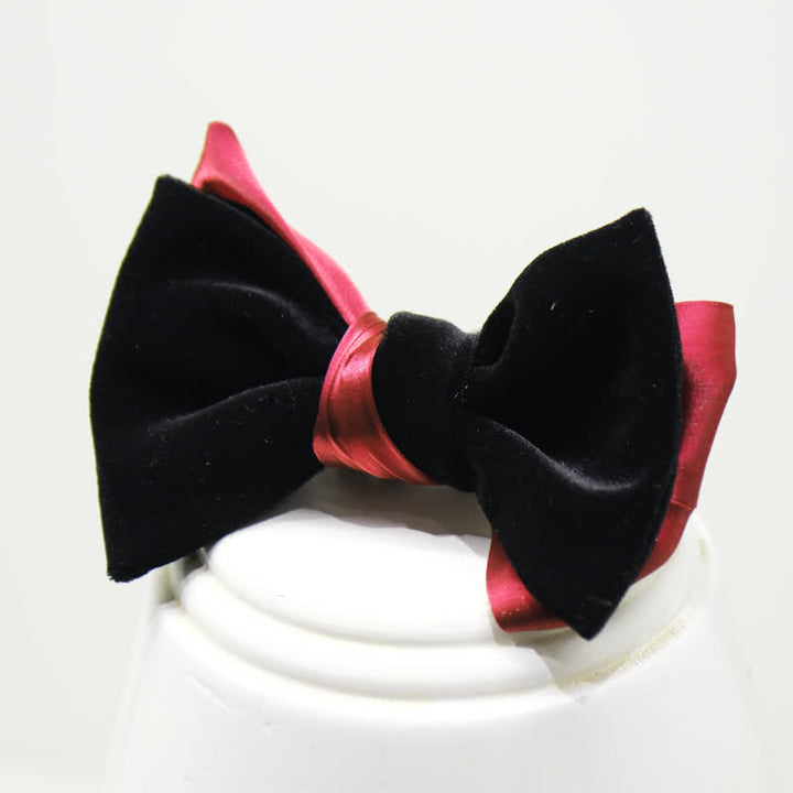 Men's Contrasting Double Colored Shining Velvet Bow Tie - image 4