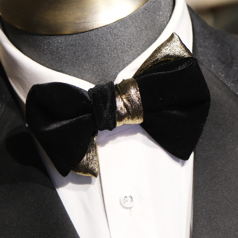 Men's Contrasting Double Colored Shining Velvet Bow Tie - image 2
