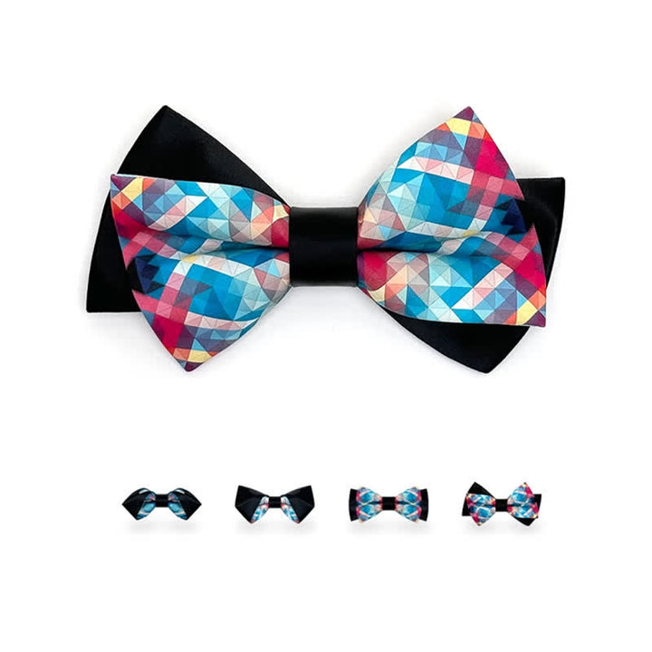 Men's Black Mercerized Fantasy Digital Print Bow Tie - image 0
