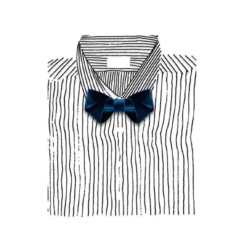 Men's Blue Series Solid Color Velvet Bow Tie - image 5