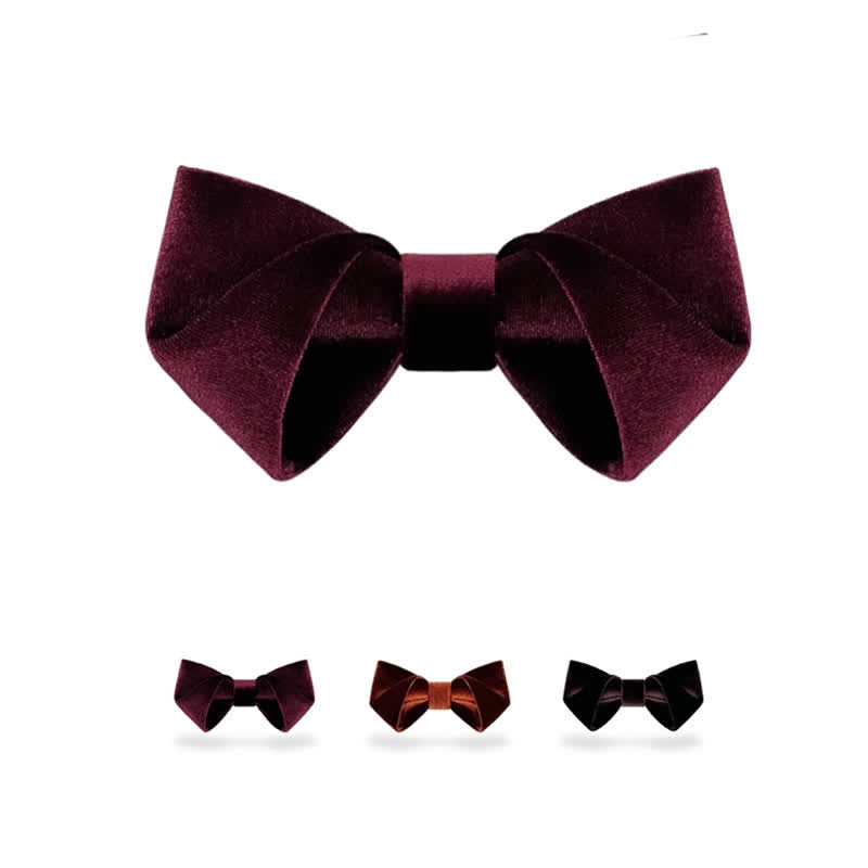 Men's Dark Red Series Solid Color Velvet Bow Tie - image 0