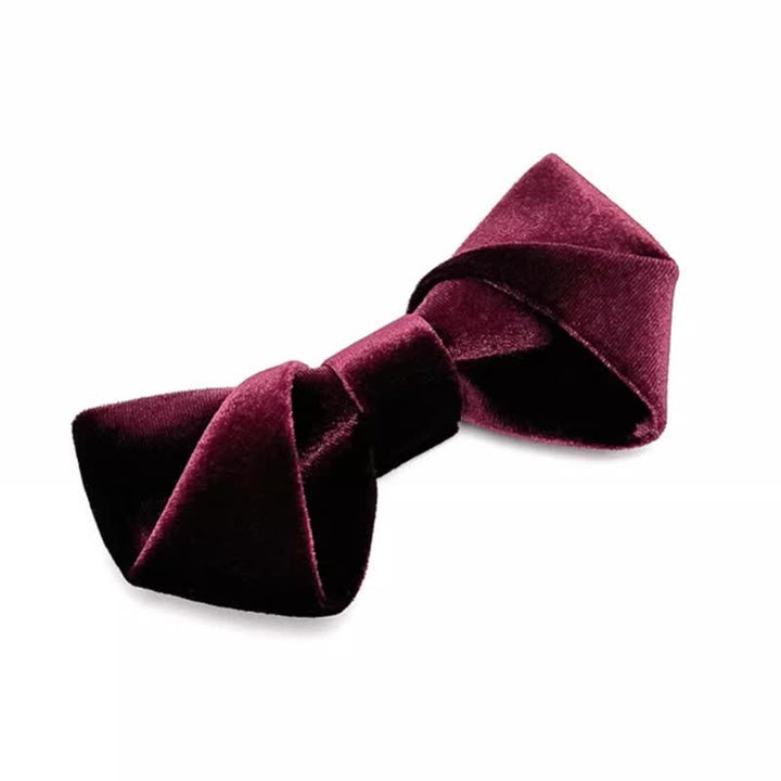 Men's Dark Red Series Solid Color Velvet Bow Tie - image 3