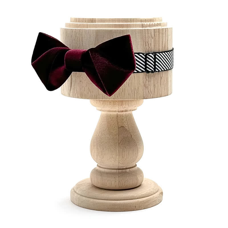 Men's Dark Red Series Solid Color Velvet Bow Tie - image 2