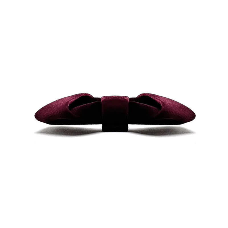 Men's Dark Red Series Solid Color Velvet Bow Tie - image 4