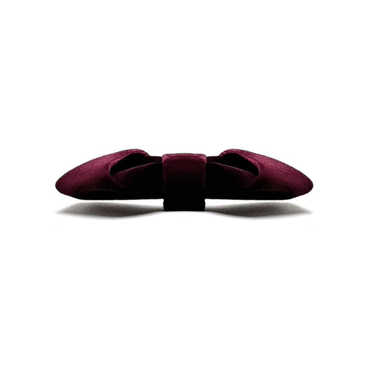 Men's Dark Red Series Solid Color Velvet Bow Tie - image 4
