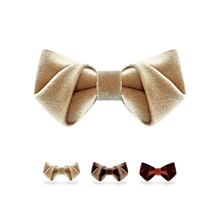 Men's Champagne Brown Series Solid Color Velvet Bow Tie - image 0