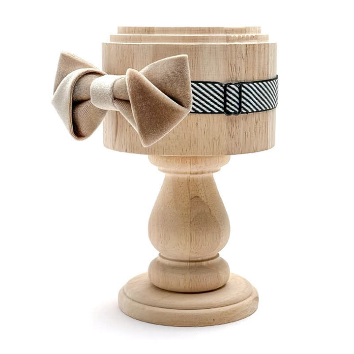 Men's Champagne Brown Series Solid Color Velvet Bow Tie - image 2