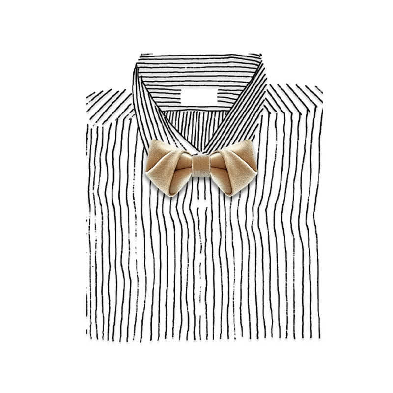 Men's Champagne Brown Series Solid Color Velvet Bow Tie - image 5