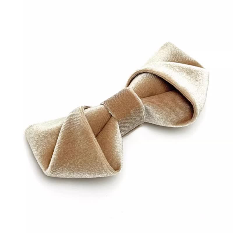 Men's Champagne Brown Series Solid Color Velvet Bow Tie - image 3