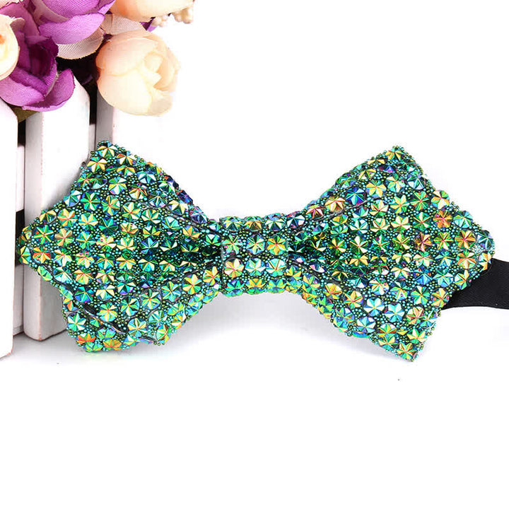 Men's Colorful Rhinestones Sequin Shining Pointed Bow Tie - Style #13 - image 18