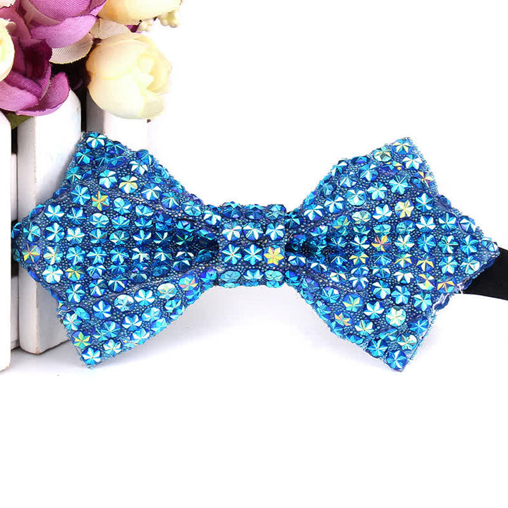 Men's Colorful Rhinestones Sequin Shining Pointed Bow Tie - Style #14 - image 19