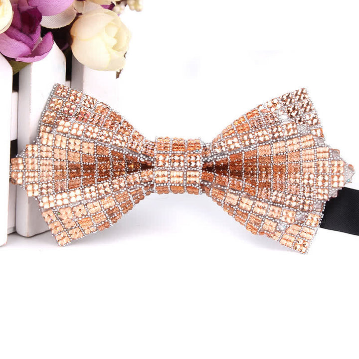 Men's Colorful Rhinestones Sequin Shining Pointed Bow Tie - Style #2 - image 3