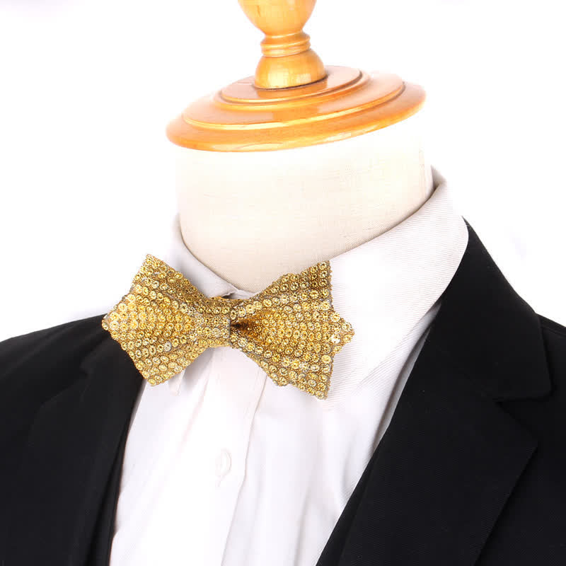 Men's Colorful Rhinestones Sequin Shining Pointed Bow Tie - image 2
