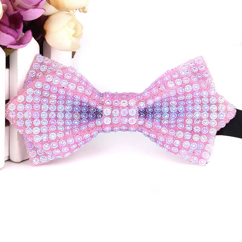 Men's Colorful Rhinestones Sequin Shining Pointed Bow Tie - Style #4 - image 9