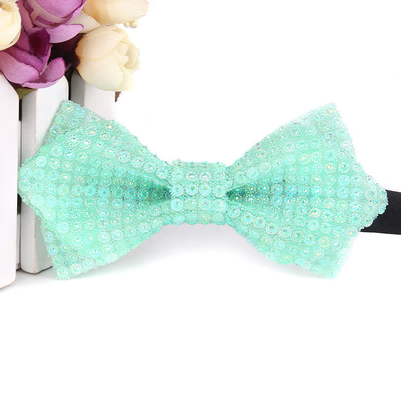 Men's Colorful Rhinestones Sequin Shining Pointed Bow Tie - Style #6 - image 11