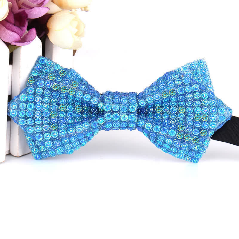 Men's Colorful Rhinestones Sequin Shining Pointed Bow Tie - Style #8 - image 13