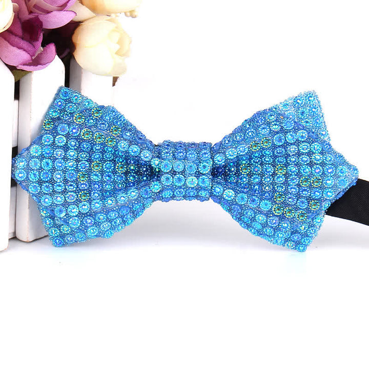 Men's Colorful Rhinestones Sequin Shining Pointed Bow Tie - Style #8 - image 13