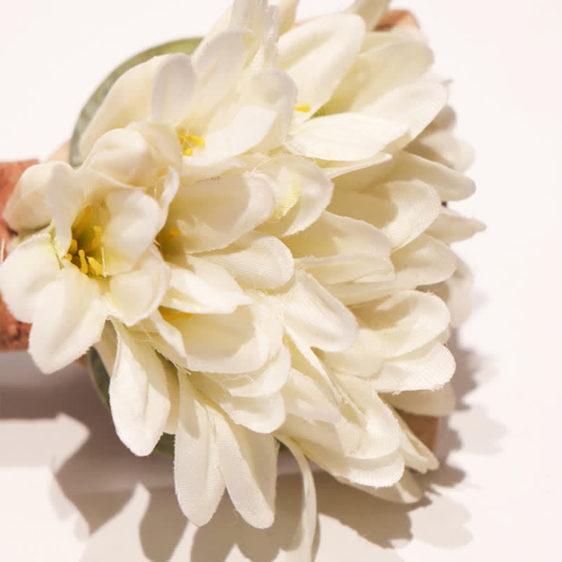Men's Pure White Artificial Flower Wooden Bow Tie - image 2