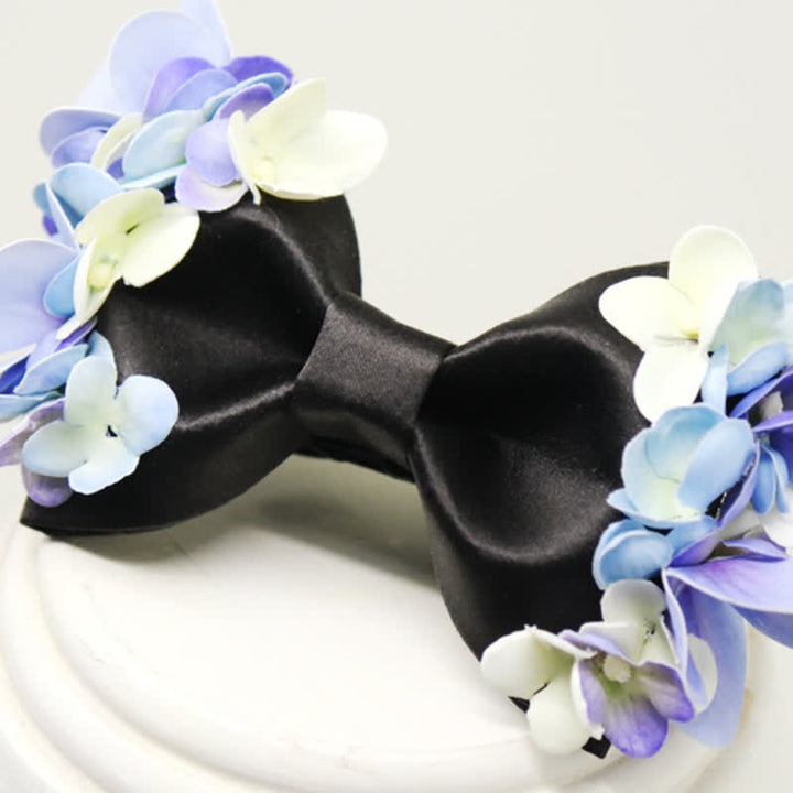 Men's Garden Violet & White Artificial Flower Bow Tie - image 1