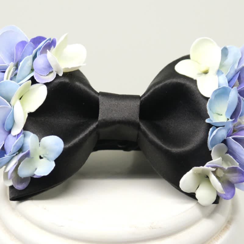 Men's Garden Violet & White Artificial Flower Bow Tie - image 2